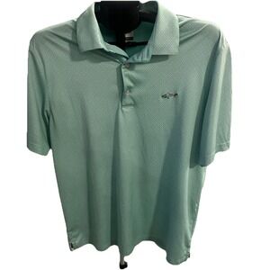 Greg Norman Play Dry Green Mint Geometric Golf Polo Shirt Men Size Large